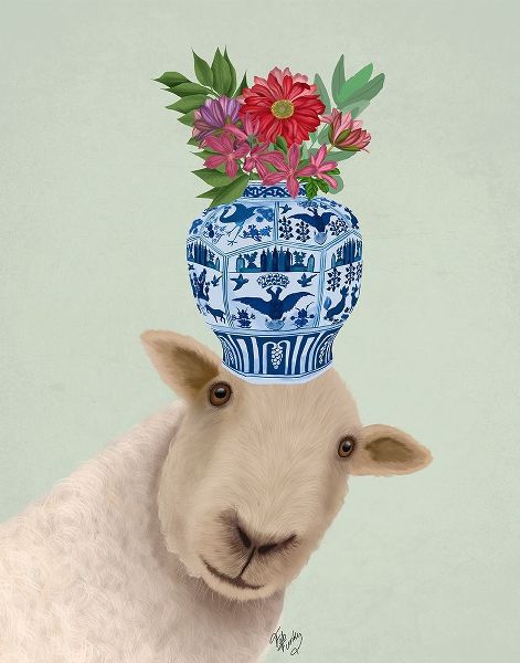 Sheep with Vase of Flowers