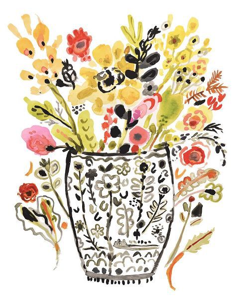 Fields, Karen 아티스트의 Inked Yellow Flowers in Vase작품입니다.