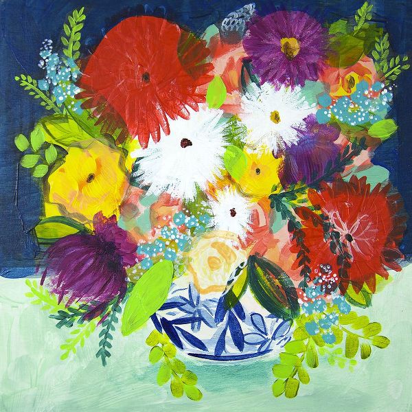 Hampe, Shelley 아티스트의 Summer Bouquet With Blue Vase I작품입니다.