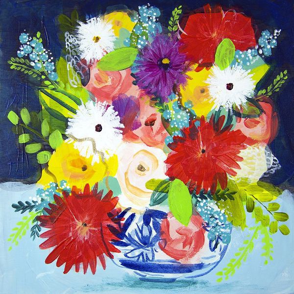 Hampe, Shelley 아티스트의 Summer Bouquet With Blue Vase II작품입니다.