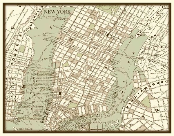 Sepia Map of New York