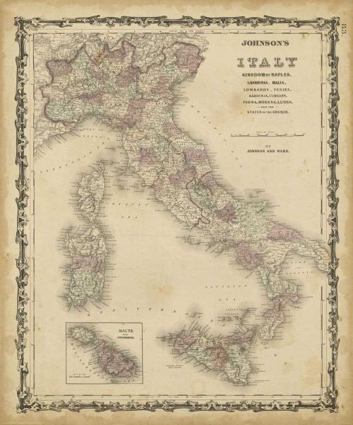 Johnsons Map of Italy