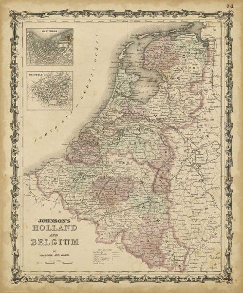 Johnsons Map of Holland and Belgium