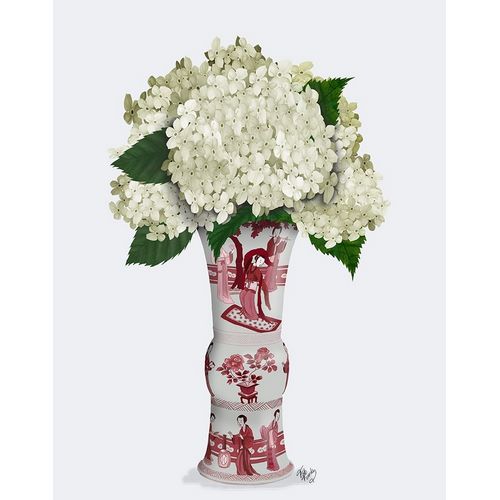 Fab Funky  아티스트의 Chinoiserie Hydrangea White-Red Vase 작품