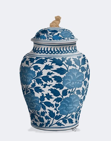 Fab Funky  아티스트의 Chinoiserie Vase Golden Lion Blue작품입니다.