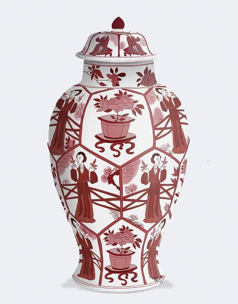 Fab Funky 아티스트의 Chinoiserie Vase Leaf Picker Red작품입니다.