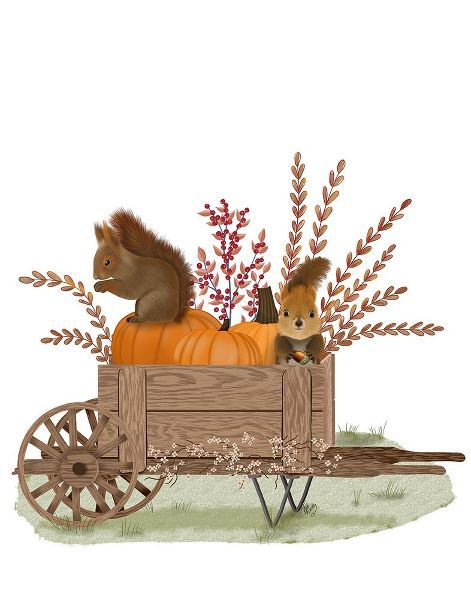 Fab Funky 아티스트의 Squirrels In Pumpkin Wheelbarrow작품입니다.