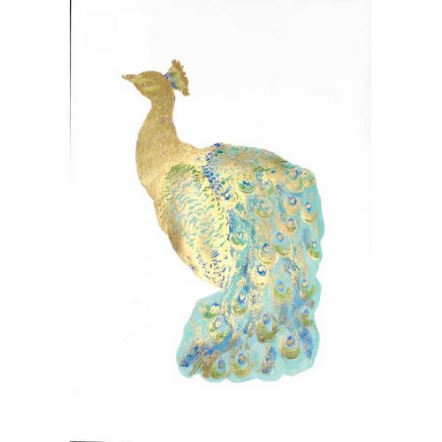 Gold Foil Peacock I with Hand Color