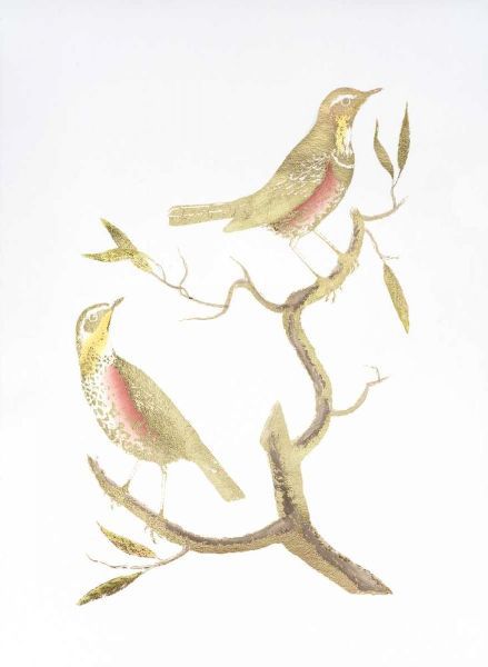 Gold Foil Birds I with Hand Color