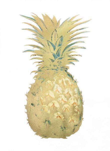 Gold Foil Pineapple I with Hand Color
