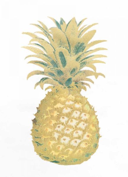 Gold Foil Pineapple II with Hand Color