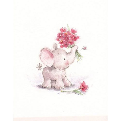 Baby Elephant with Flowers II