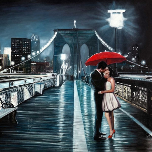 Kissing on Brooklyn Bridge