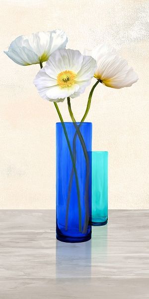 Poppies in crystal vases (Aqua II)