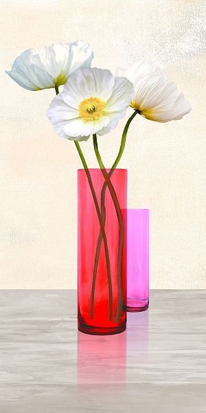 Poppies in crystal vases (Purple II)