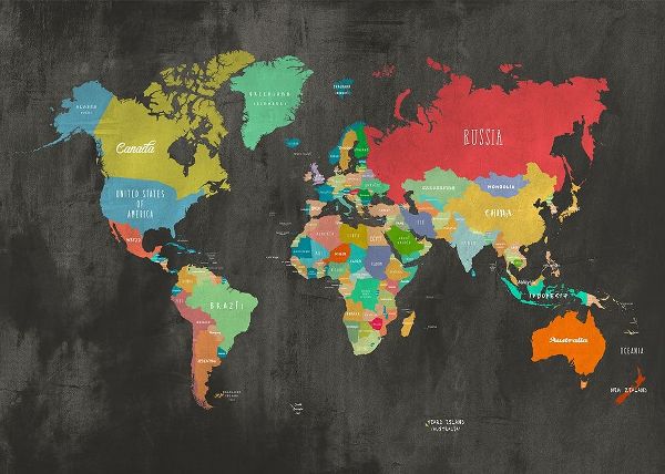 Joannoo 아티스트의 Modern Map of the World - Chalkboard 작품