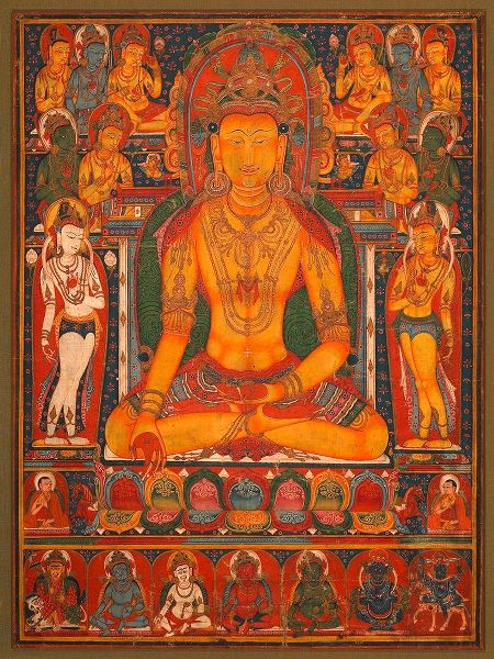 Buddha Ratnasambhava with Wealth Deitie