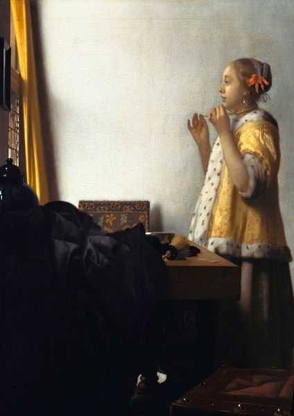 Vermeer, Jan 아티스트의 Woman with a Pearl Necklace - detail 작품