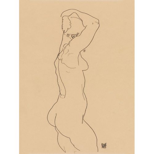 Schiele, Egon 아티스트의 Standing Nude-Facing Right  작품