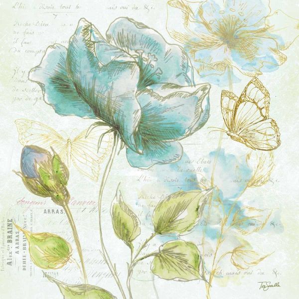 Watercolor Flower Sketch Blue I