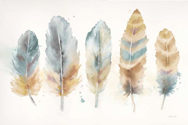 Watercolor Feathers Neutral Landscape