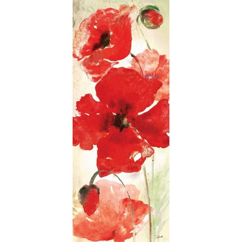 Watercolor Red Poppies Panel I
