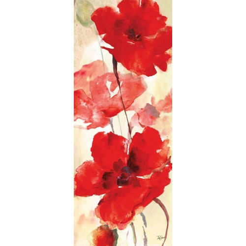 Watercolor Red Poppies Panel II
