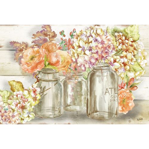 Colorful Flowers in Mason Jar Gold