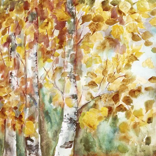 Watercolor Fall Aspens Square