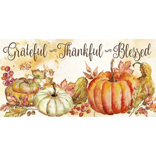 Watercolor Harvest Pumpkin Grateful Thankful Blessed