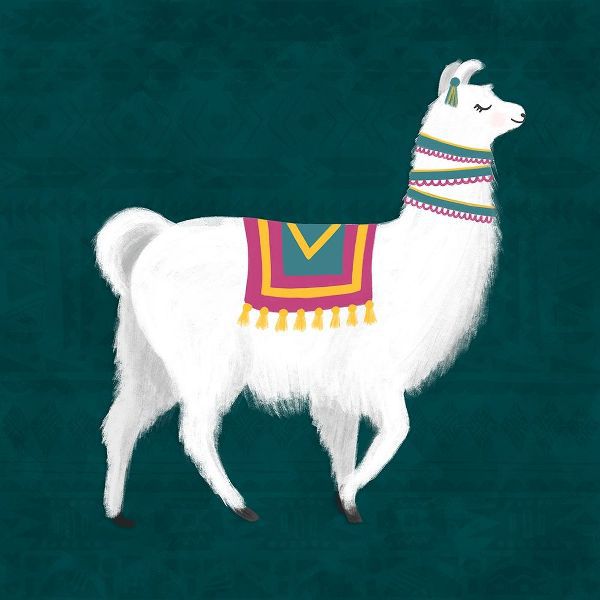 Lovely Llama Jewel Tones I -Teal