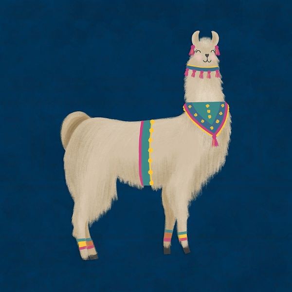 Lovely Llama Jewel Tones III-Blue