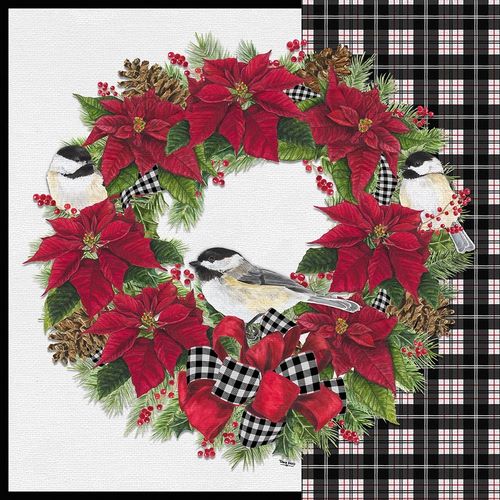 Reed, Tara 아티스트의 Chickadee Christmas Red V Wreath 작품