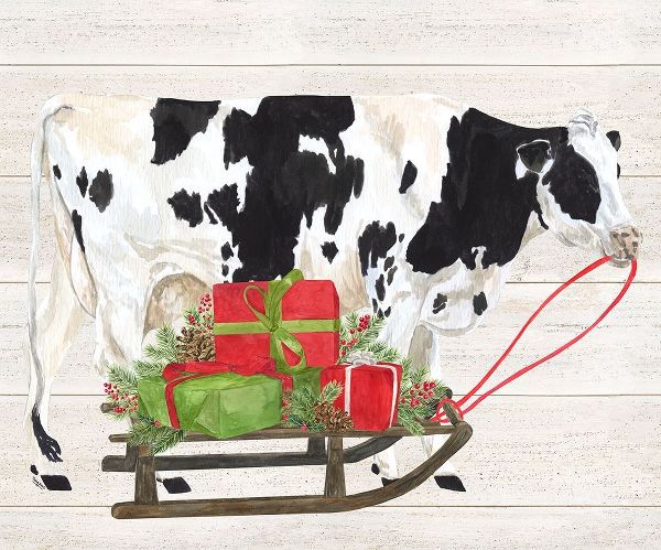 Reed, Tara 아티스트의 Christmas on the Farm I-Cow with Sled 작품