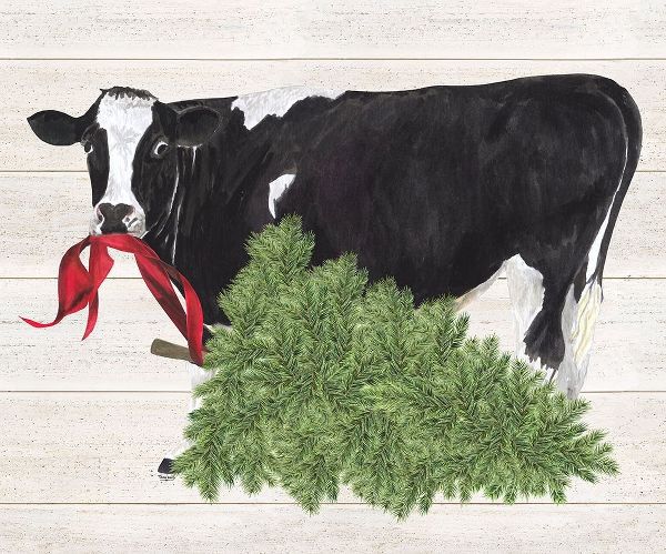 Reed, Tara 아티스트의 Christmas on the Farm II-Cow with Tree 작품