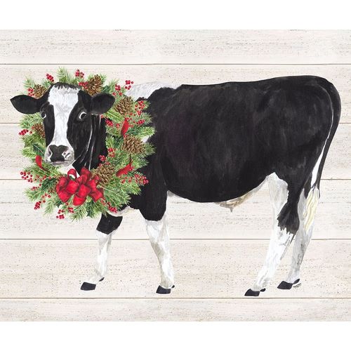 Reed, Tara 아티스트의 Christmas on the Farm III-Cow with Wreath 작품