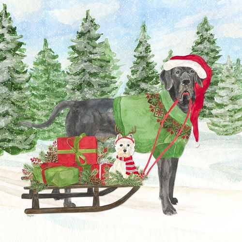 Reed, Tara 아티스트의 Dog Days of Christmas II-Sled with Gifts 작품