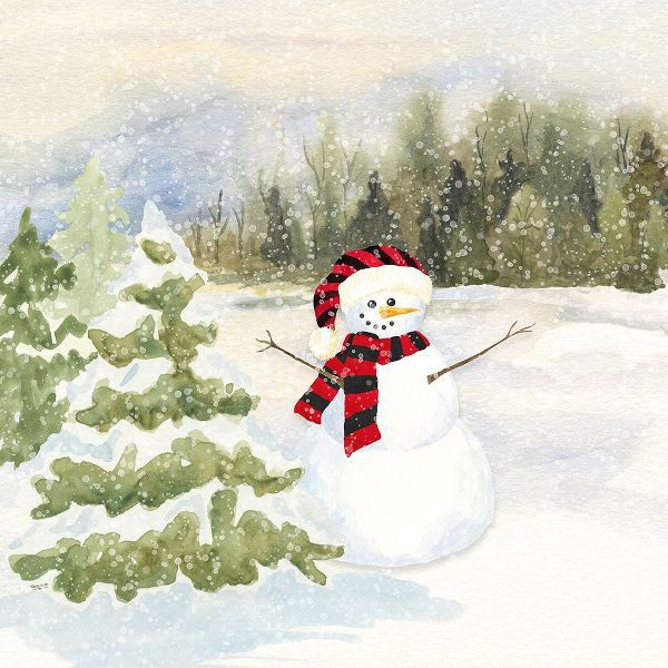 Reed, Tara 아티스트의 Snowman Wonderland II-Red Black Santa Hat 작품