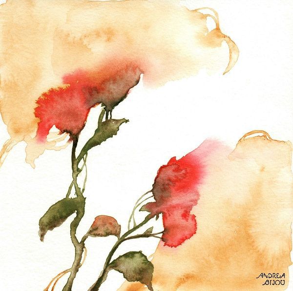 Watercolor Floral Yellow and Red II