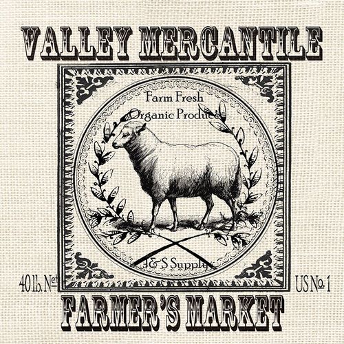 Farmhouse Grain Sack Label Sheep