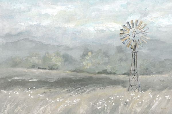 Country Meadow Windmill Landscape Neutral