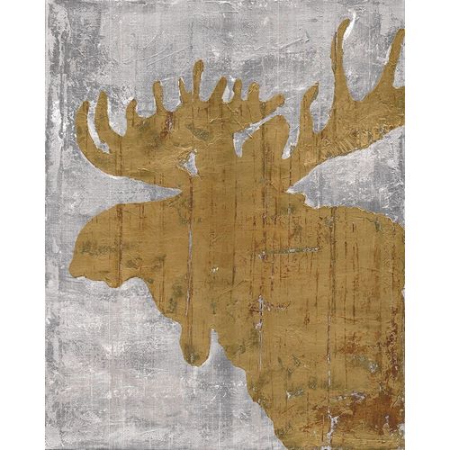 Rustic Lodge Animals Moose on Grey