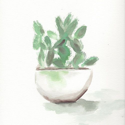 Watercolor Cactus Still Life III