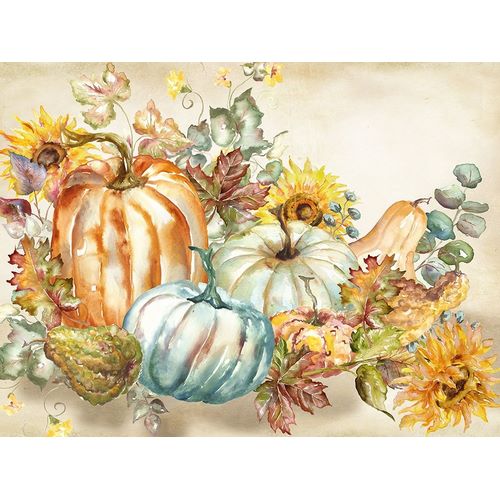 Tre Sorelle Studios 아티스트의 Watercolor Harvest Pumpkin landscape 작품