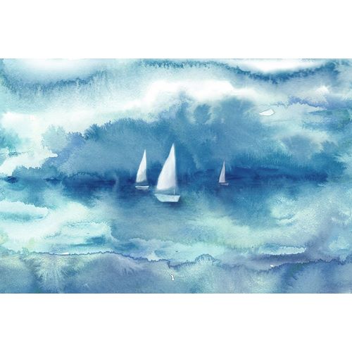 Watercolor Sailboat Abstract Blue