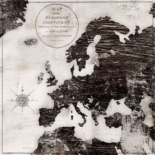World Map Black and White III-Europe
