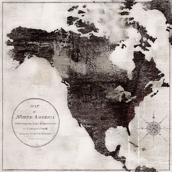 World Map Black and White IV-North America