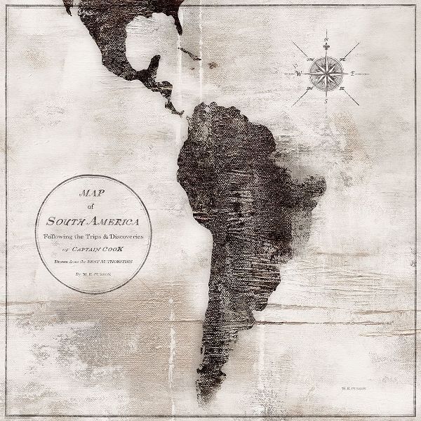 World Map Black and White VI-South America