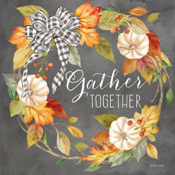 Coulter, Cynthia 아티스트의 Pumpkin Patch Wreath on Black I-Gather 작품