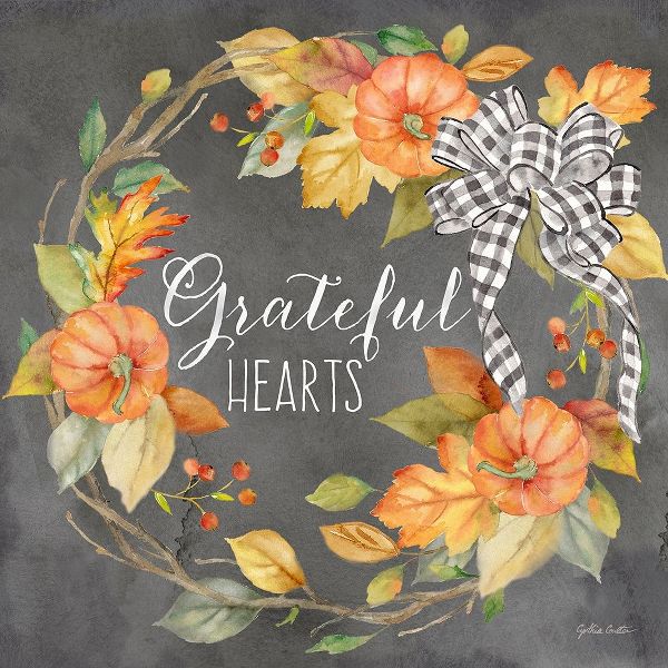 Coulter, Cynthia 아티스트의 Pumpkin Patch Wreath on Black II-Grateful 작품